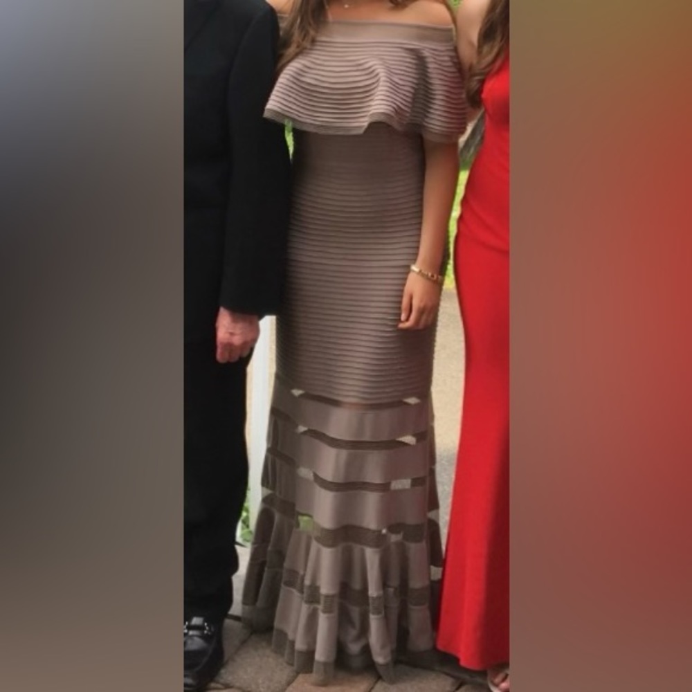 Tadashi shoji taupe dress